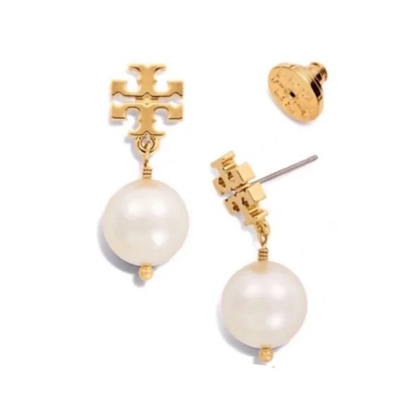 Tory Burch Kira Moondance Pearl Drop Earrings Gold Tone NWT - Picture 7 of 11